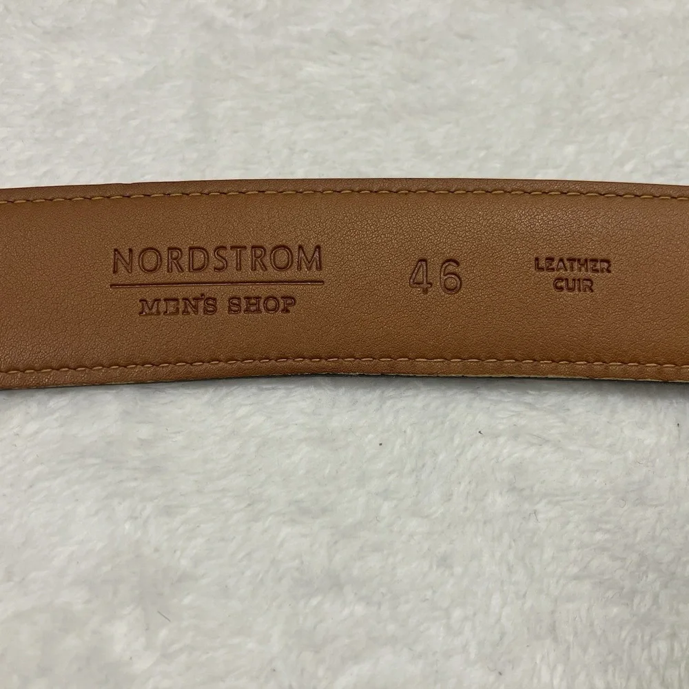 Nordstrom Men's Shop Brown Leather Belt – Size 46‎ Made in USA, Polished Buckle
